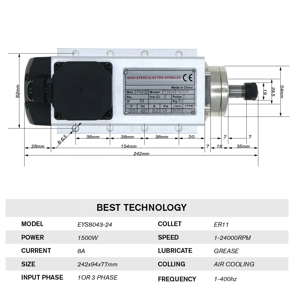 Silnik wrzeciona HLTNC 1.5kW c – Air Cooled 1.5Kw Spindle Motor Inverter 110V recenzja i cena