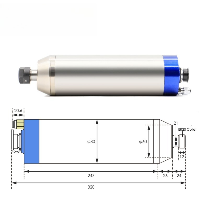2.2kW ER20 D80 12000rpm/24000r – 2.2Kw Water Cooled Spindle Kit Vfd recenzja i cena